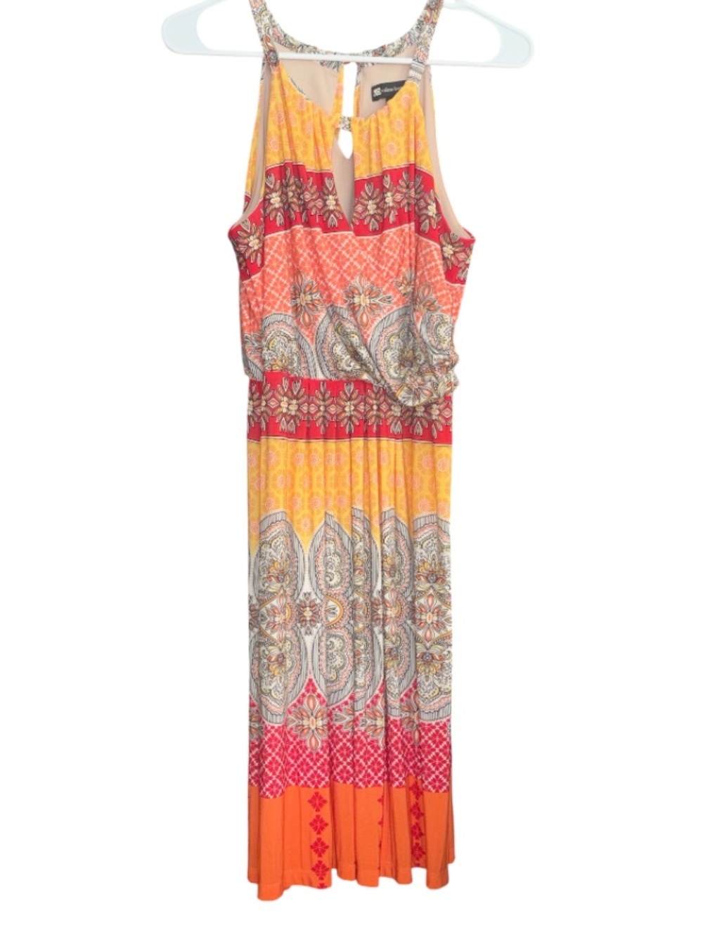 Valerie Bertinelli Printed knee length Dress in
red yellow orange Blk & white